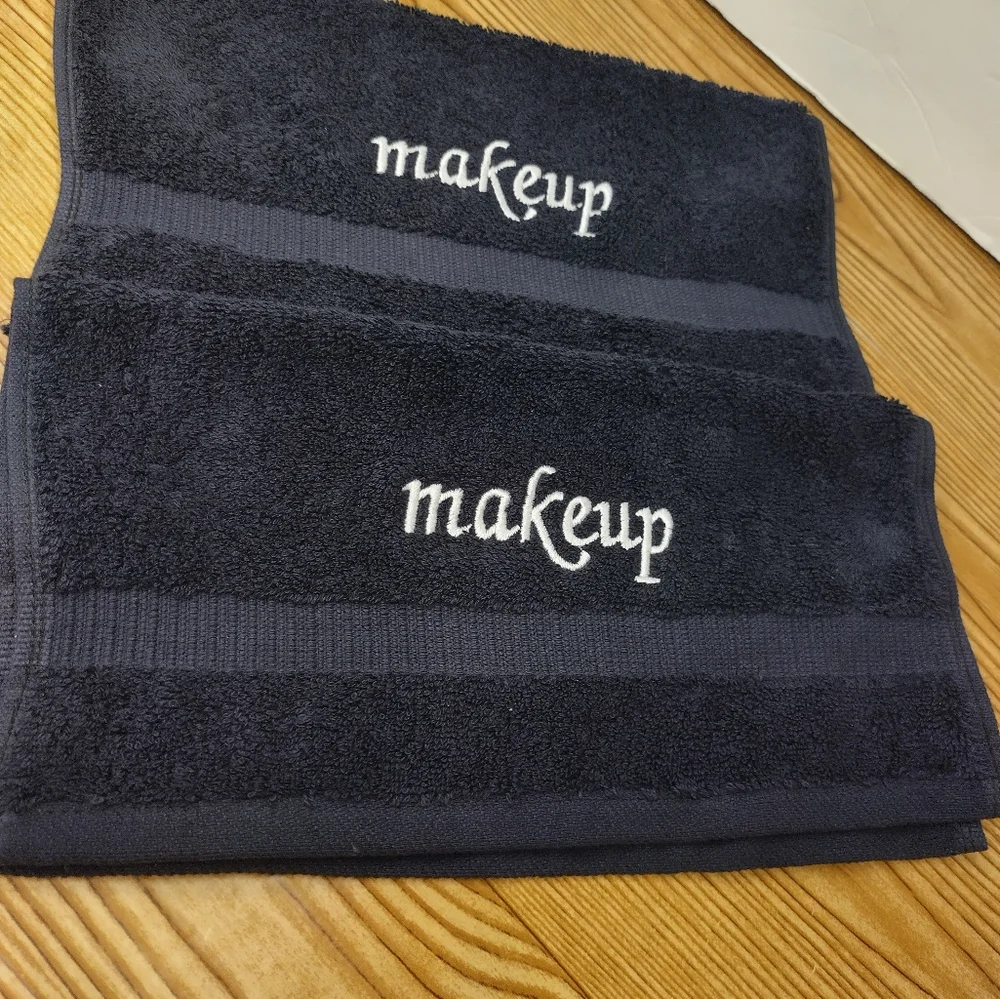 Premium Turkish Cotton Super Soft and Absorbent Makeup Washcloths Black Set 2